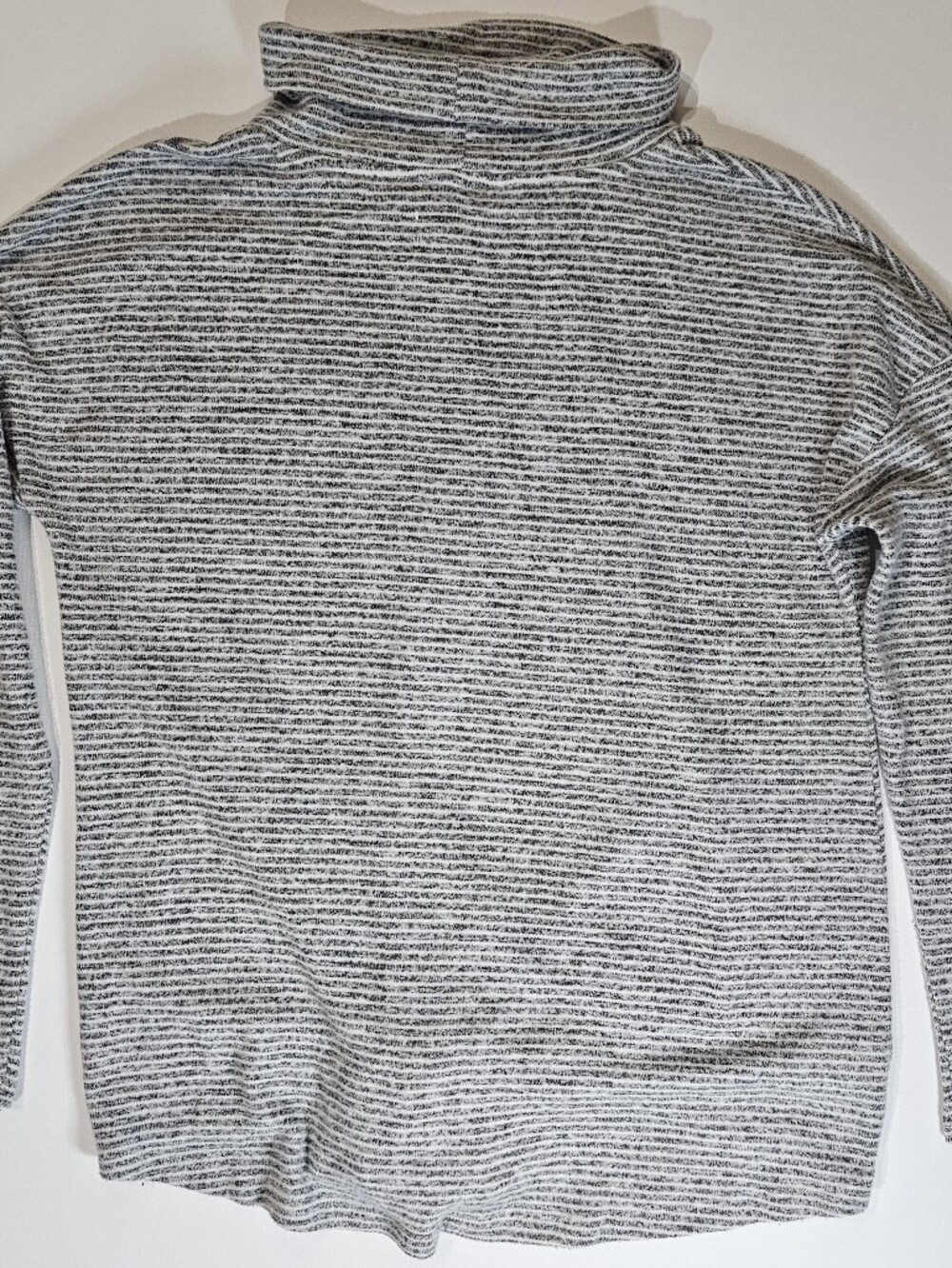 Lou & Grey Loft Turtleneck Sweater Womens XS Grey White Stripe Front Tie